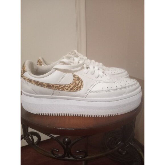 Nike Shoes - Nike Court Vision Alta Leopard Womens Size 9.5 Ivory Athletic Shoes Sneakers